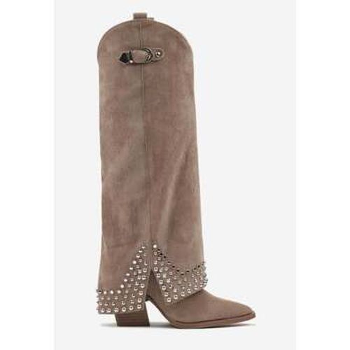 Bottes Bottes Santiags guêtres style Cowboy cloutées, Taupe - Vera Collection - Modalova