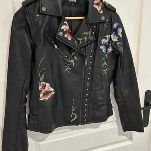 Veste PERFECTO SIMILI CUIR BRODÉ FLEURS - Onado - Modalova