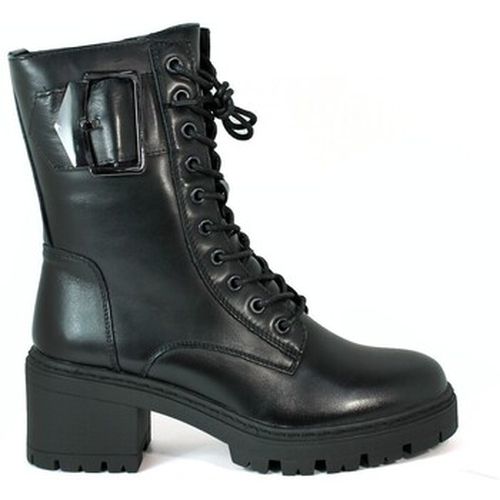 Bottines BOTA MILITAR DE PIEL NEGRA 04 CON CORDONES Y CREMALLERA - Aplauso - Modalova