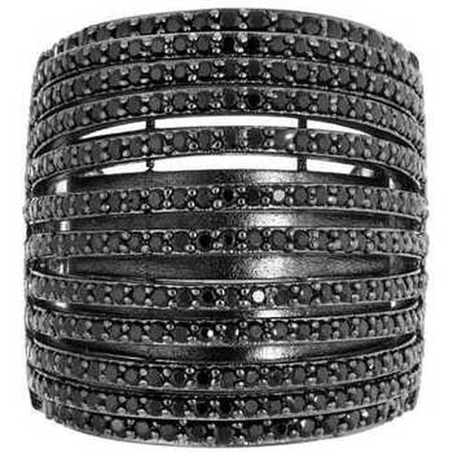 Bijoux Bague Incurvée Multi-anneaux Noire - Orusbijoux - Modalova