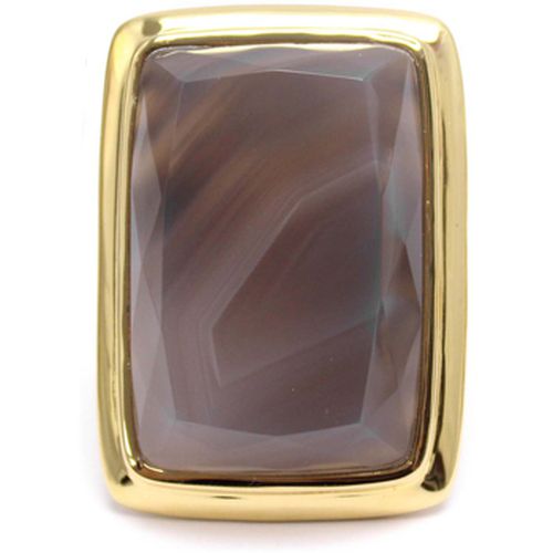 Bijoux Bague à Volume Rectangle En Argent Doré Et Pierre Naturelle - Orusbijoux - Modalova