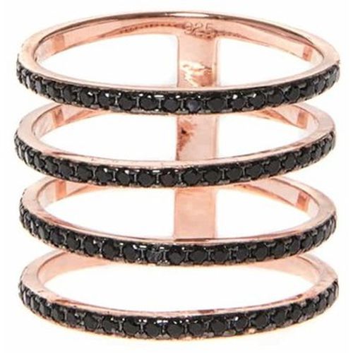 Bijoux Bague Argent 4 Anneaux Scintillant Rose Et Noir - Orusbijoux - Modalova