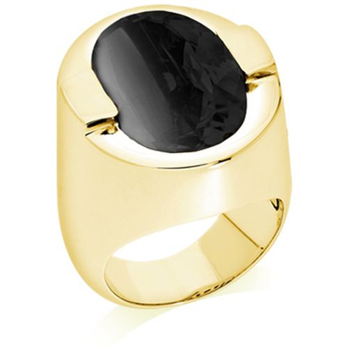 Bijoux Bague Diane Argent Doré Pierre Onyx - Orusbijoux - Modalova