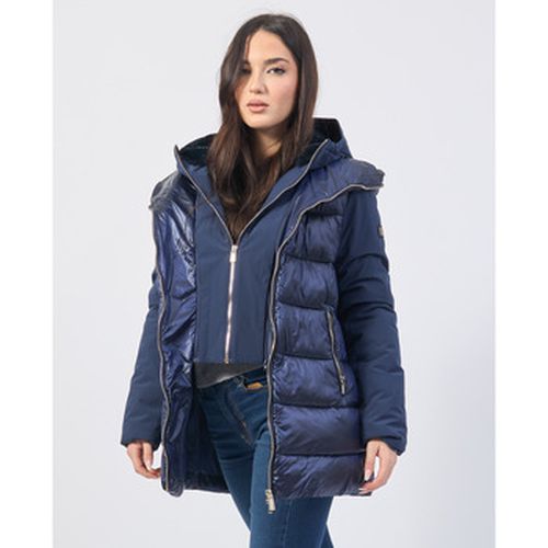 Manteau veste longue à capuche et col montant - Yes Zee - Modalova