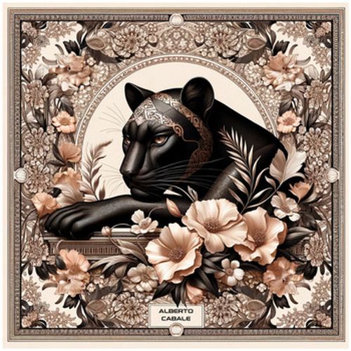 Echarpe Grand carré de soie Black Panther Zoé - Alberto Cabale - Modalova