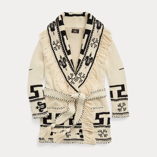Cardigan frangé tricoté main coton lin - RRL - Modalova