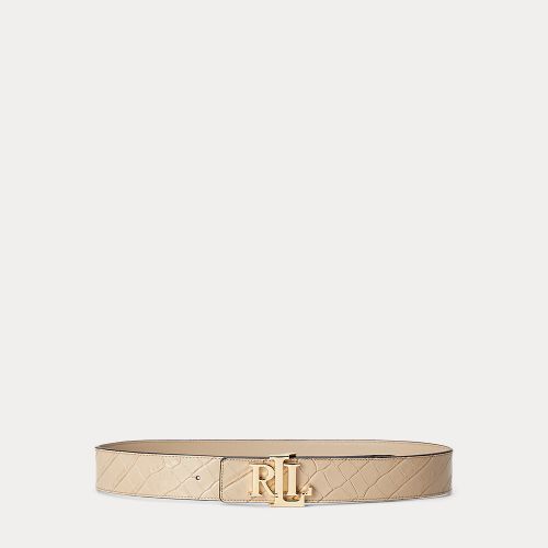 Ceinture large réversible à logo en cuir - Lauren - Modalova