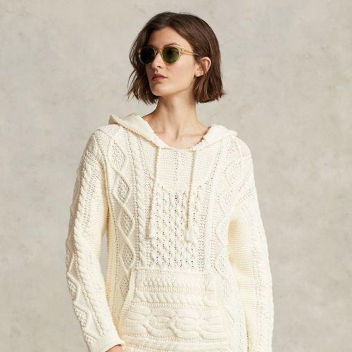 Pull tunique à capuche en tricot d'Aran - Polo Ralph Lauren - Modalova