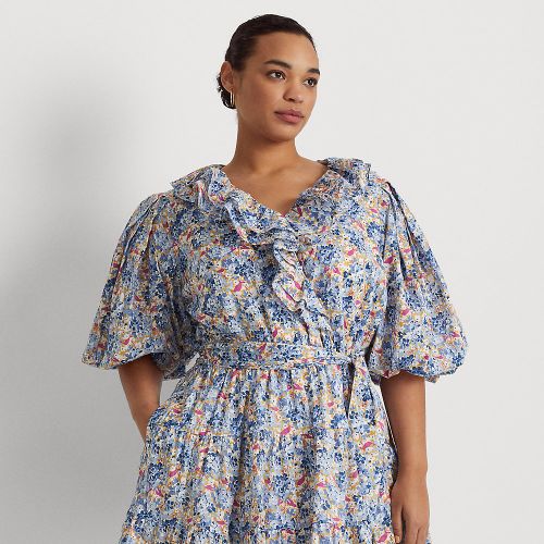 Grandes Tailles - Robe fleurie volantée voile coton - Lauren - Modalova