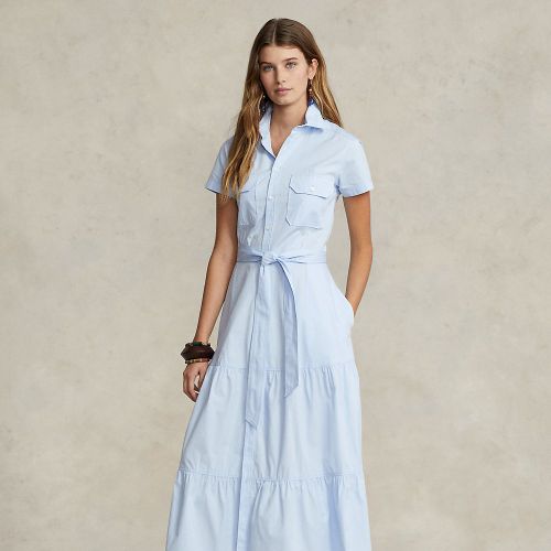 Robe-chemise ceinturée volantée en coton - Polo Ralph Lauren - Modalova