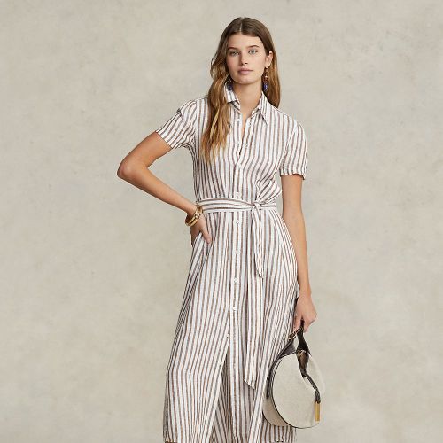 Robe-chemise rayée à manches courtes lin - Polo Ralph Lauren - Modalova