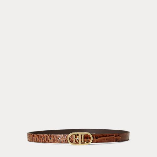 Ceinture fine réversible à logo en cuir - Lauren - Modalova