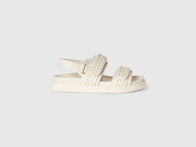 Benetton, Sandales Ouvertes En Tissu Enduit, taille 35, Crème - United Colors of Benetton - Modalova