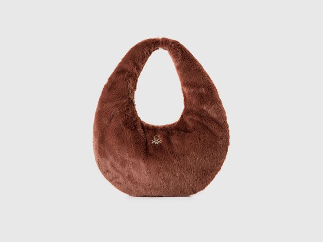 Benetton, Grand Sac Demi-lune En Fourrure Synthétique, taille OS, Marron Foncé - United Colors of Benetton - Modalova