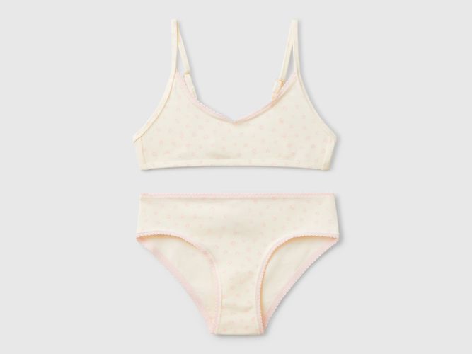 Benetton, Ensemble Soutien-gorge Et Culotte Fleuris, taille M, Crème, Enfants - United Colors of Benetton - Modalova