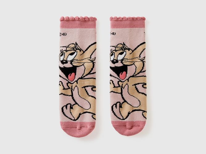 Benetton, Chaussettes Antidérapantes Tom & Jerry, taille 1-2, Rose Pâle, Enfants - United Colors of Benetton - Modalova