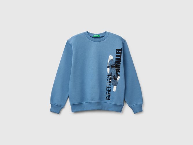 Benetton, Sweat-shirt 100% Coton Avec Imprimé, taille 3XL, Bleu Clair, Enfants - United Colors of Benetton - Modalova