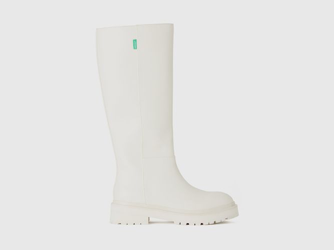 Benetton, Bottes Hautes En Tissu Enduit, taille 35, Crème - United Colors of Benetton - Modalova