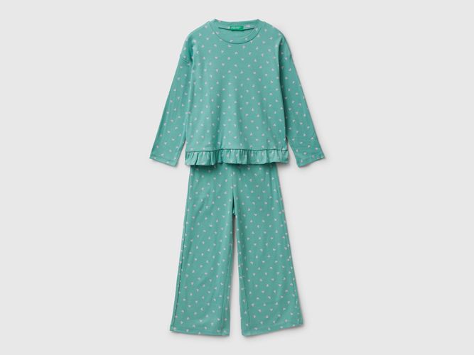 Benetton, Pyjama Avec Imprimé Coeur, taille 18-24, Bleu Vert, Enfants - United Colors of Benetton - Modalova