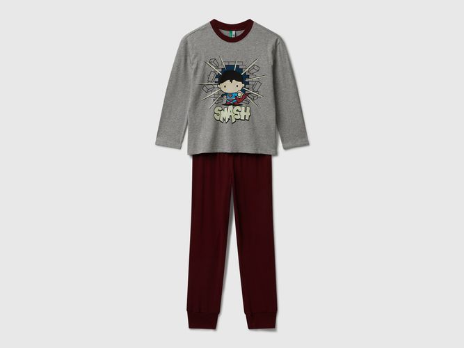 Benetton, Pyjama Chaud En Coton, taille 18-24, Gris Clair, Enfants - United Colors of Benetton - Modalova