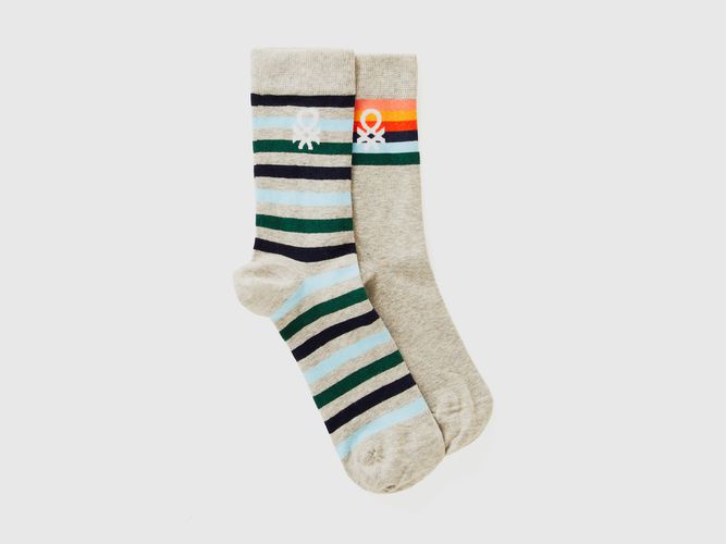 Benetton, Deux Paires De Chaussettes Hautes À Logos, taille 42-46, Gris Clair - United Colors of Benetton - Modalova