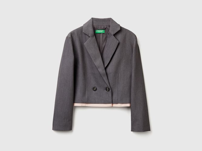 Benetton, Blazer Croisé Coupe Carrée, Taille: 2XL, Gris Foncé, Enfants - United Colors of Benetton - Modalova