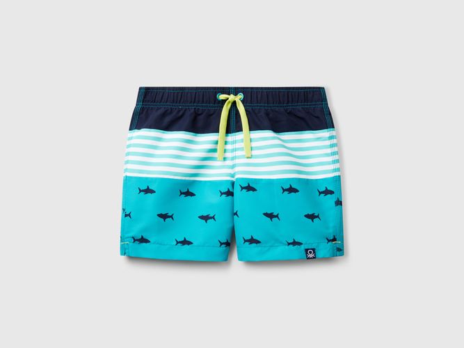 Benetton, Boxer Marin À Rayures Et Requins, taille 9-12, , Enfants - United Colors of Benetton - Modalova