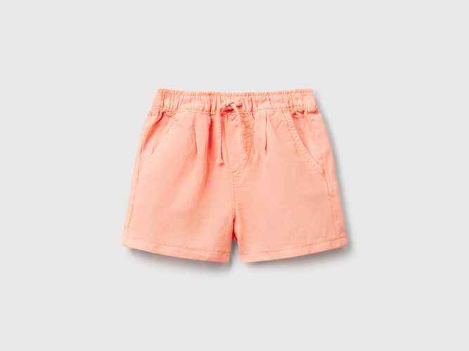 Benetton, Short En Lin Mélangé, taille 1-3, Rose Pêche, Enfants - United Colors of Benetton - Modalova