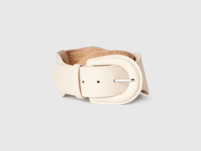 Benetton, Ceinture Haute Effet Raphia, taille OS, Crème - United Colors of Benetton - Modalova