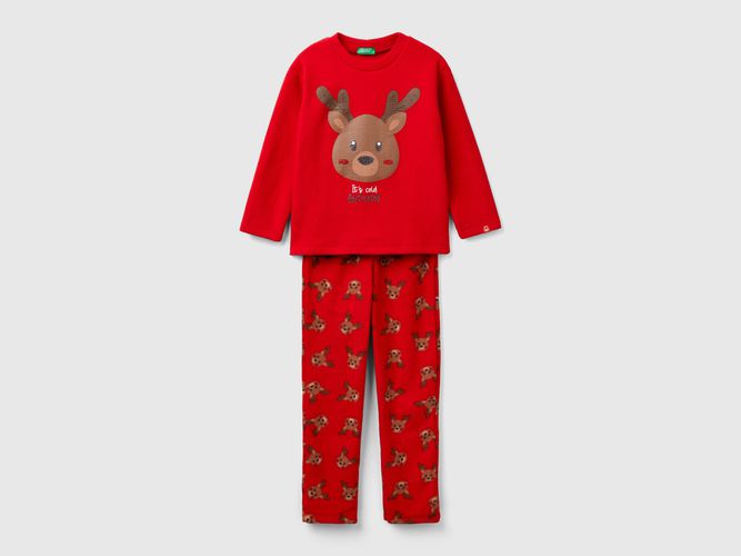 Benetton, Pyjama Avec Rennes En Polaire, taille 18-24, Rouge, Enfants - United Colors of Benetton - Modalova