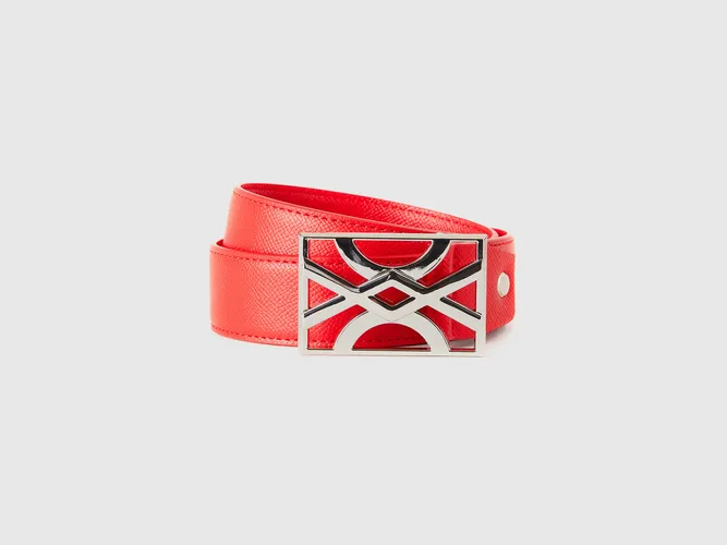 Benetton, Ceinture Rouge À Boucle Siglée, taille L, Rouge - United Colors of Benetton - Modalova