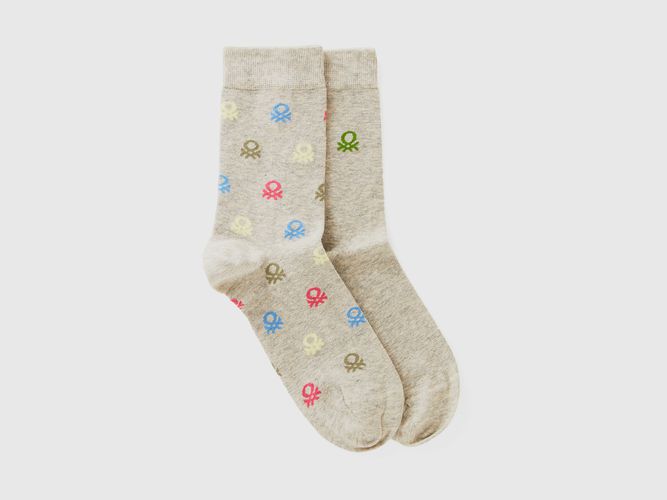 Benetton, Deux Paires De Chaussettes Hautes À Logos, taille 42-46, Crème - United Colors of Benetton - Modalova