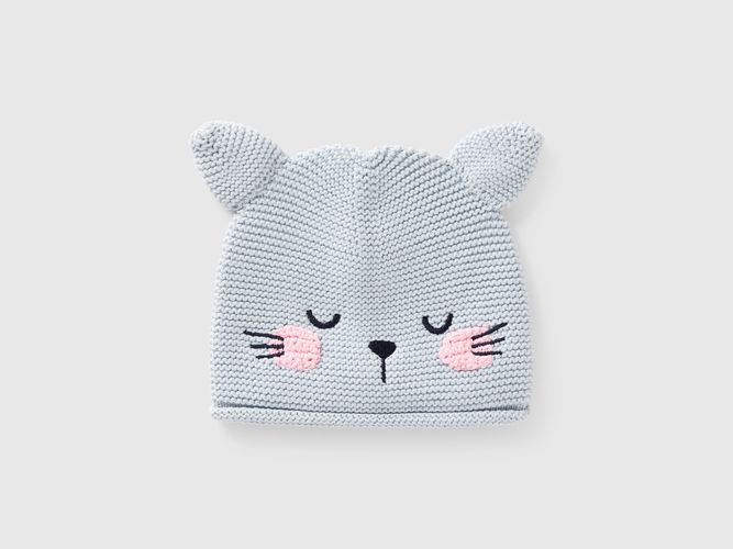 Benetton, Casquette En Tricot Avec Applications, taille 0-3, Gris, Enfants - United Colors of Benetton - Modalova