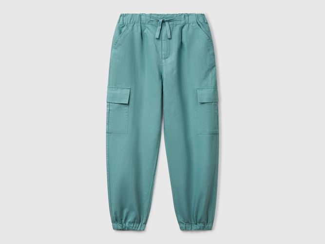 Benetton, Pantalon Cargo En Lin Mélangé, taille 2XL, Bleu Vert, Enfants - United Colors of Benetton - Modalova