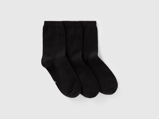 Benetton, Trois Paires De Chaussettes Longues En Coton Extensible, Taille: 36-38, Noir - United Colors of Benetton - Modalova
