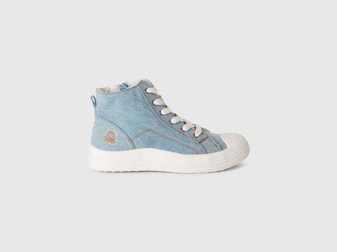 Benetton, Baskets Montantes Effet Denim, taille 34, Bleu Clair, Enfants - United Colors of Benetton - Modalova