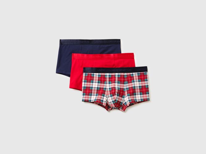 Benetton, Trois Boxers De Noël En Coton Stretch, Taille: L, Multicolore - United Colors of Benetton - Modalova