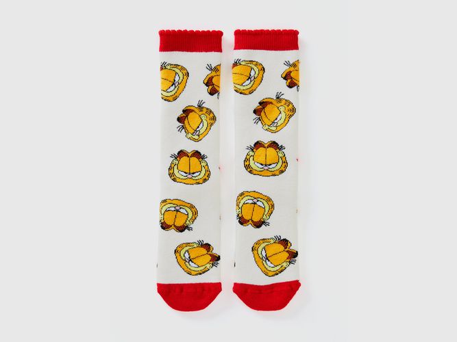 Benetton, Chaussettes Antidérapantes Garfield 2024 By Paws, Inc., taille 1-2, Blanc, Enfants - United Colors of Benetton - Modalova