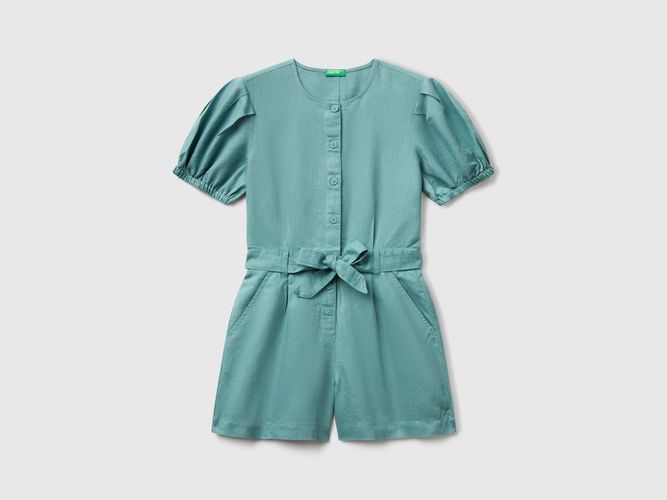 Benetton, Combinaison En Lin Mélangé Avec Ceinture, taille 2XL, Bleu Vert, Enfants - United Colors of Benetton - Modalova