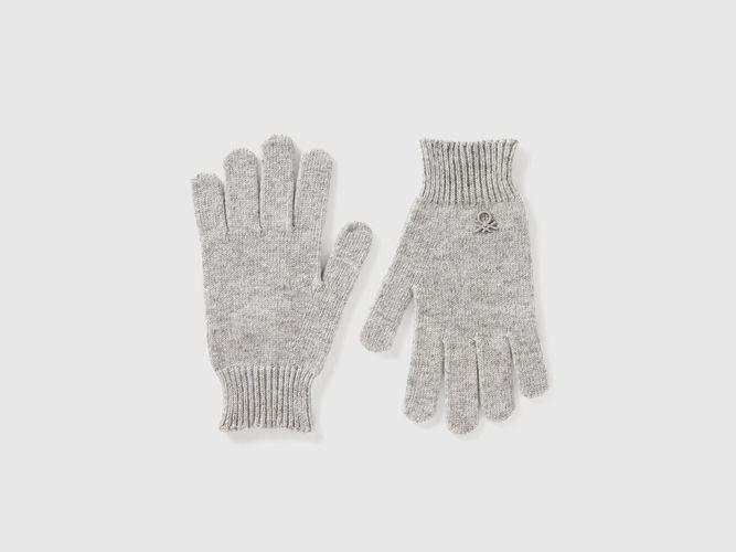 Benetton, Gants Tricotés Avec Logo, Taille: XL-3XL, Gris Clair, Enfants - United Colors of Benetton - Modalova