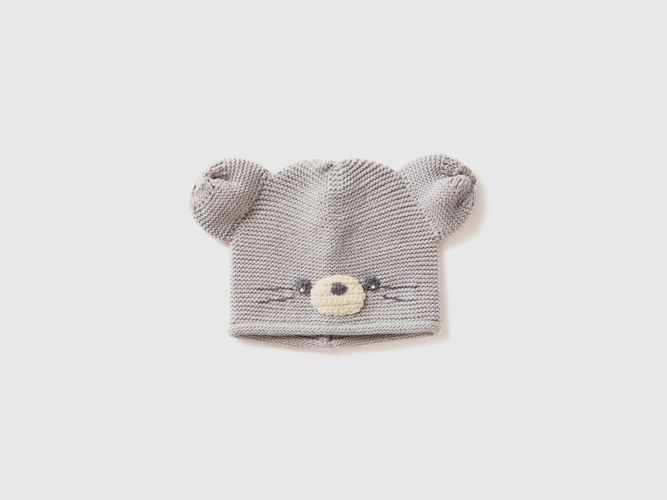 Benetton, Bonnet En Crochet Avec Applications, taille 3-9, Gris Clair, Enfants - United Colors of Benetton - Modalova