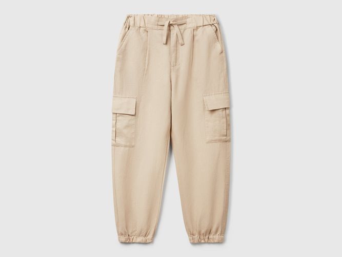 Benetton, Pantalon Cargo En Lin Mélangé, taille 2XL, , Enfants - United Colors of Benetton - Modalova