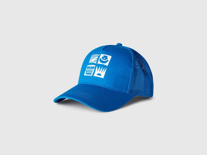Benetton, Casquette De Baseball En Coton Et Maille, taille XL-3XL, Bleu Vert, Enfants - United Colors of Benetton - Modalova