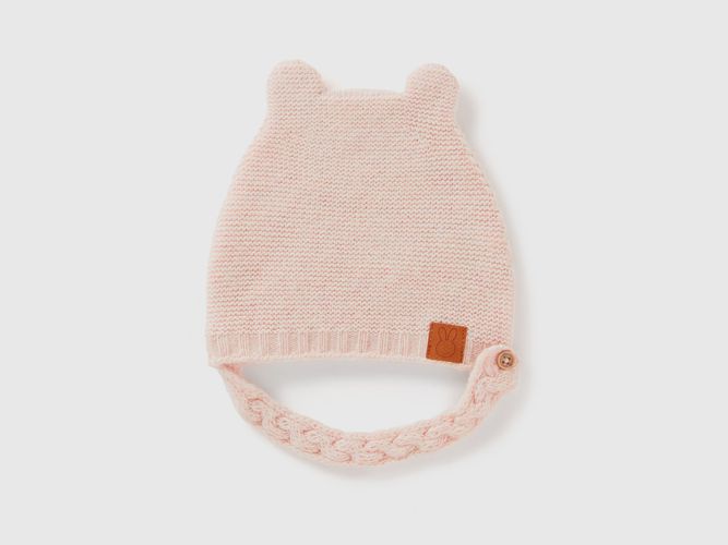 Benetton, Bonnet À Oreilles En Laine Recyclée Mélangée, taille 0-3, Rose Pâle, Enfants - United Colors of Benetton - Modalova