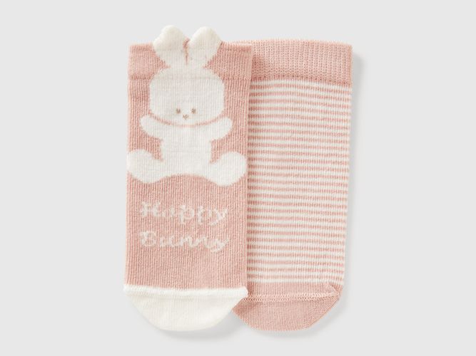 Benetton, Ensemble De Chaussettes À Rayures Et Lapin, Taille: 0-6, Rose Pâle, Enfants - United Colors of Benetton - Modalova