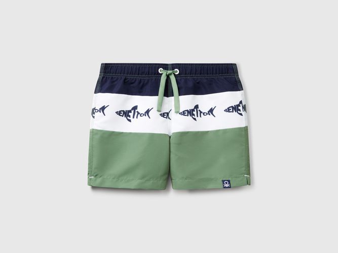 Benetton, Boxer Marin À Rayures Et Requins, taille 9-12, Kaki, Enfants - United Colors of Benetton - Modalova