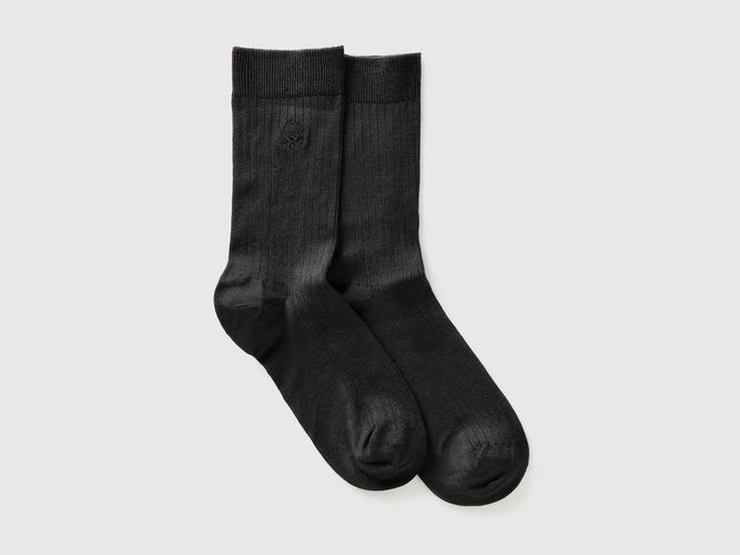 Benetton, Chaussettes À Bords-côtes Et Logo, taille 36-41, Noir - United Colors of Benetton - Modalova