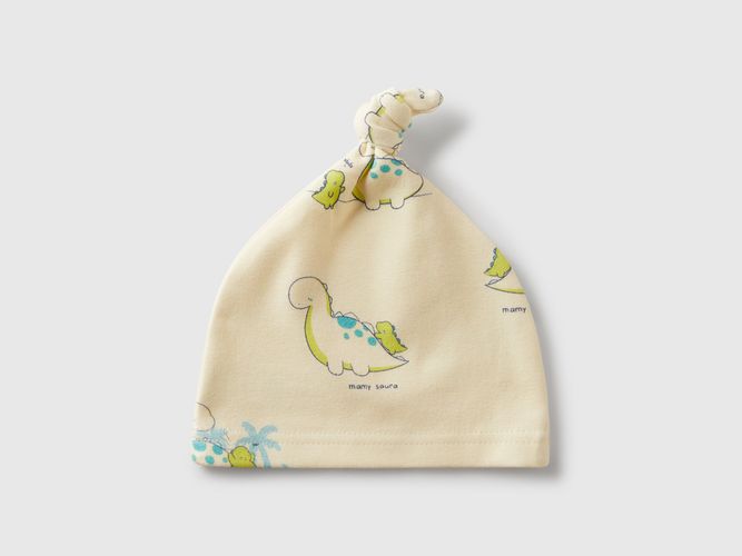 Benetton, Bonnet Imprimé Avec Noeud, taille 3-6, Vanille, Enfants - United Colors of Benetton - Modalova