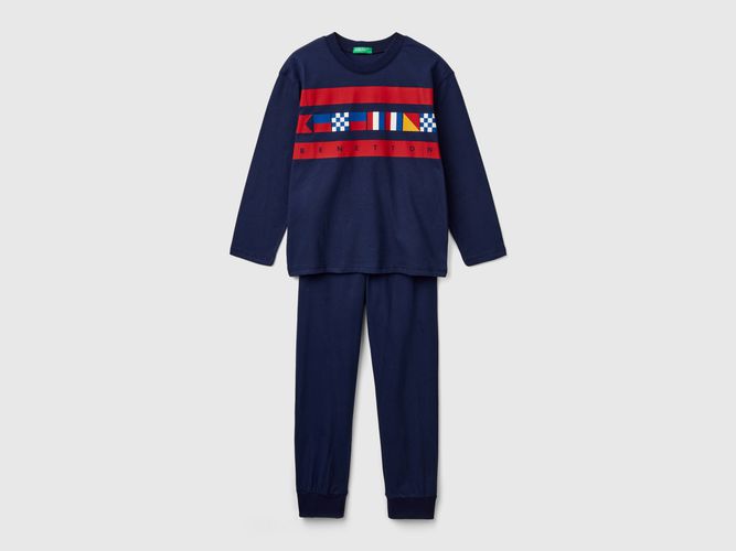 Benetton, Pyjama En Coton À Fibre Longue, taille 18-24, Bleu Foncé, Enfants - United Colors of Benetton - Modalova