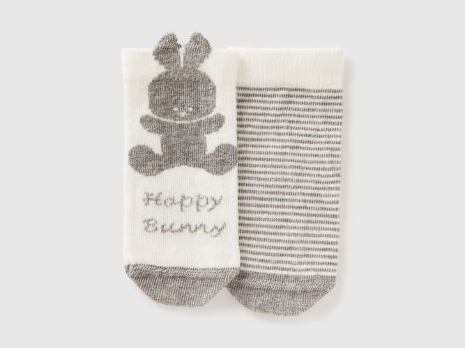Benetton, Ensemble De Chaussettes À Rayures Et Lapin, Taille: 0-6, Gris, Enfants - United Colors of Benetton - Modalova